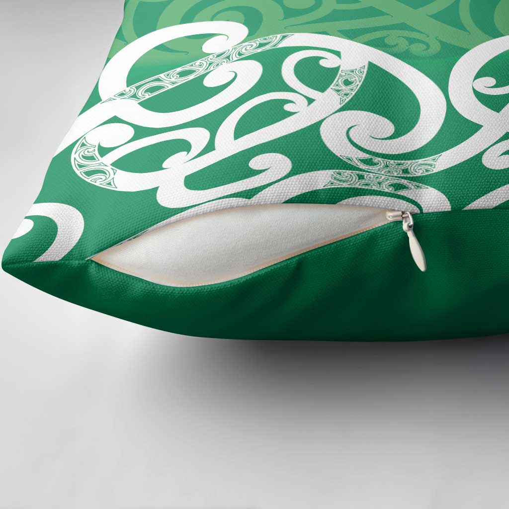 Pounamu Green Maori Pillow Cover Koru Kowhaiwhai - Polynesian Pride