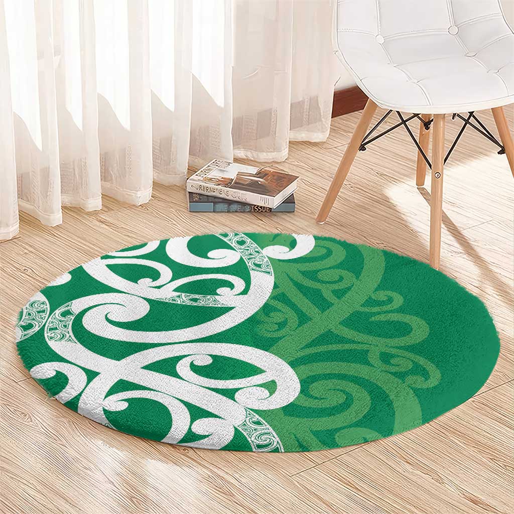 Pounamu Green Maori Round Carpet Koru Kowhaiwhai - Polynesian Pride
