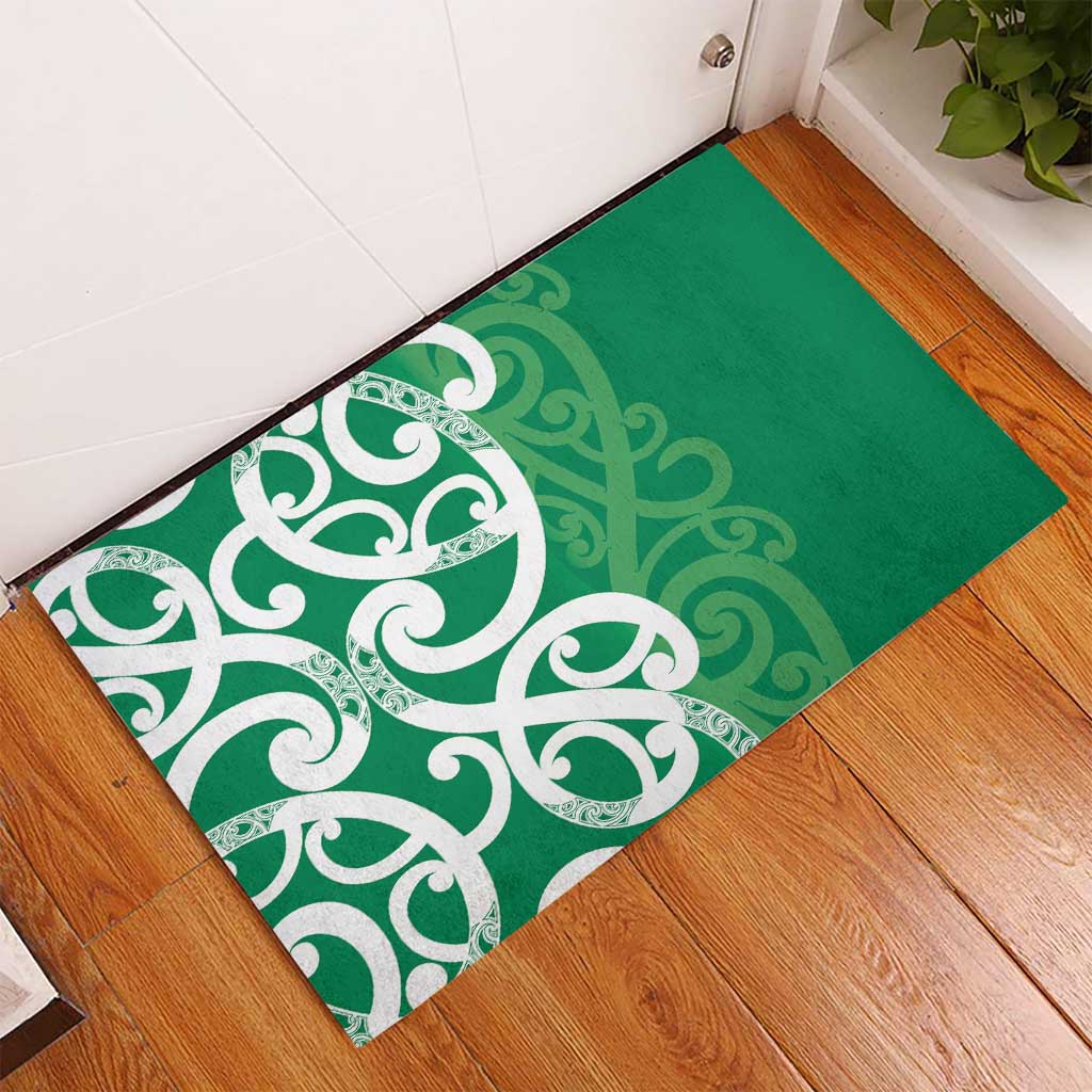 Pounamu Green Maori Rubber Doormat Koru Kowhaiwhai - Polynesian Pride