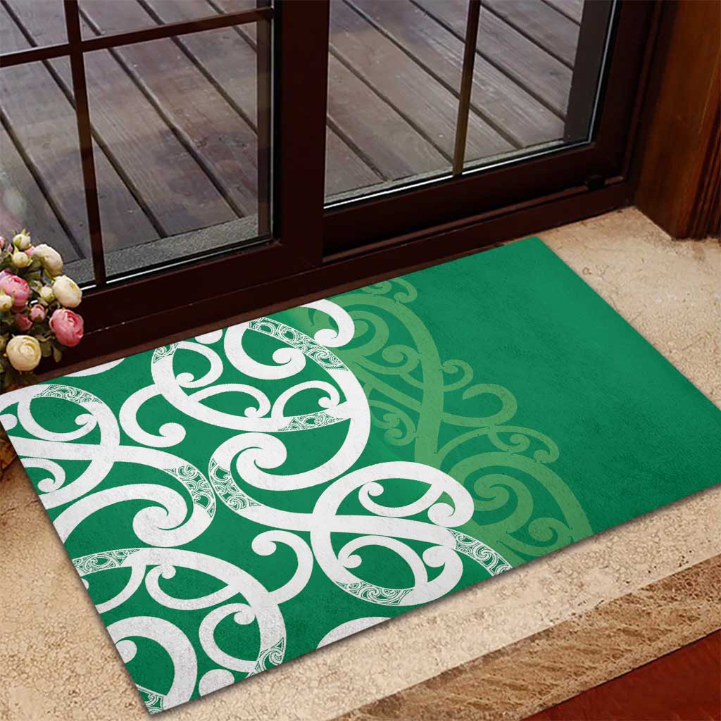 Pounamu Green Maori Rubber Doormat Koru Kowhaiwhai - Polynesian Pride