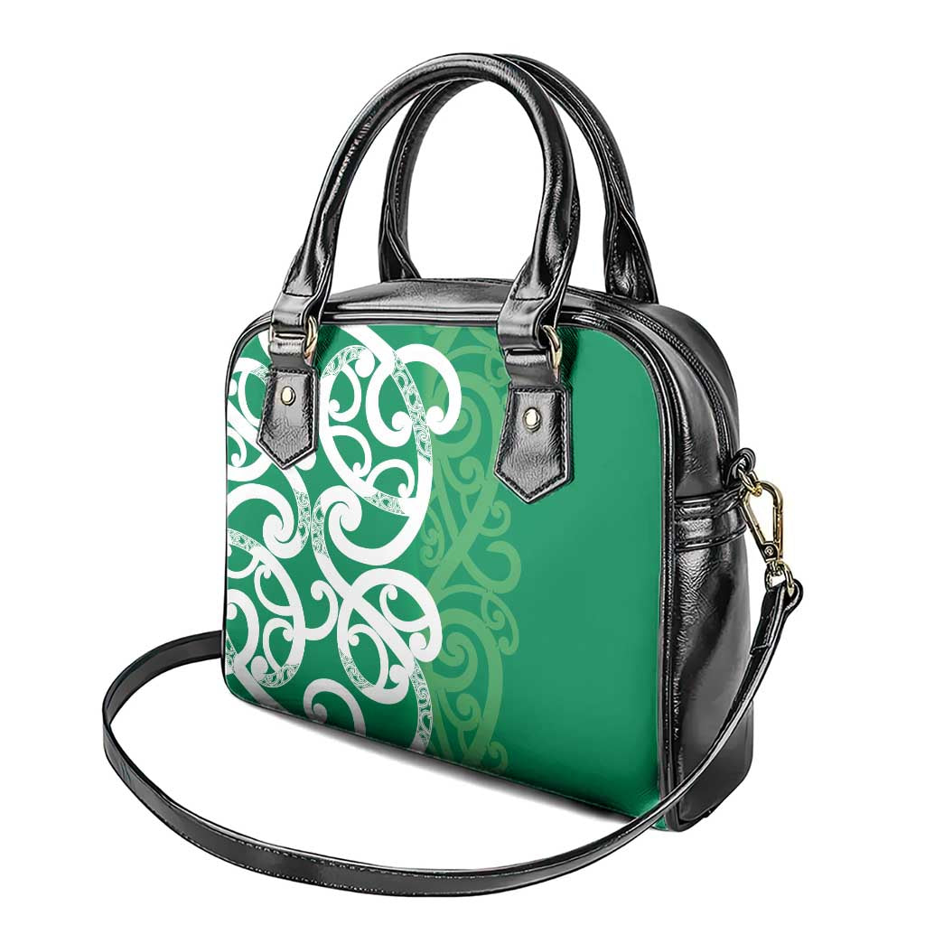 Pounamu Green Maori Shoulder Handbag Koru Kowhaiwhai - Polynesian Pride