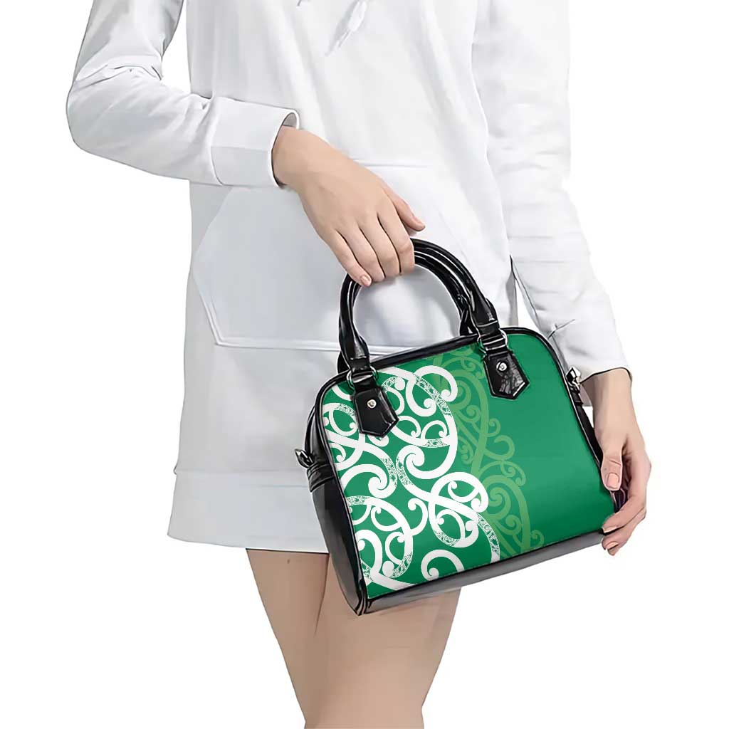 Pounamu Green Maori Shoulder Handbag Koru Kowhaiwhai - Polynesian Pride