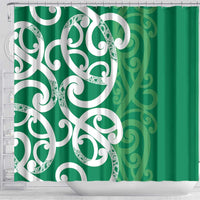 Pounamu Green Maori Shower Curtain Koru Kowhaiwhai - Polynesian Pride