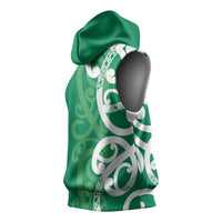 Pounamu Green Maori Sleeveless Hoodie Koru Kowhaiwhai - Polynesian Pride