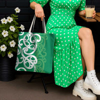 Pounamu Green Maori Tote Bag Koru Kowhaiwhai - Polynesian Pride