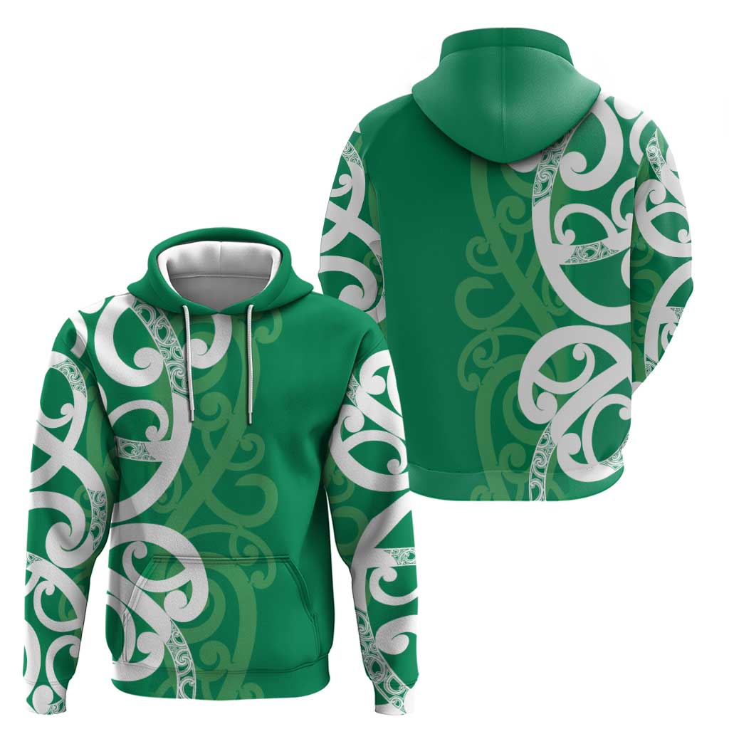 Pounamu Green Maori Zip Hoodie Koru Kowhaiwhai - Polynesian Pride