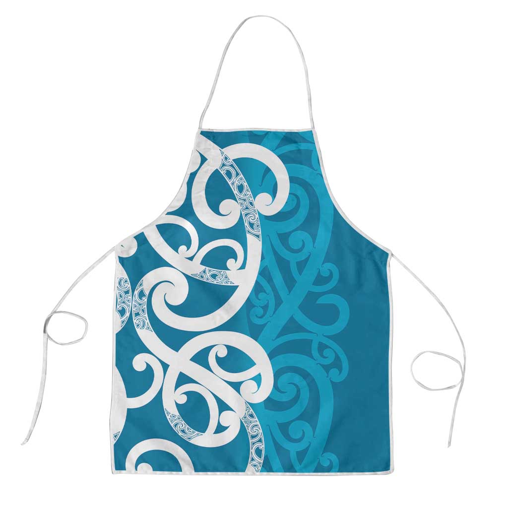Azure Blue Maori Apron Koru Kowhaiwhai - Polynesian Pride