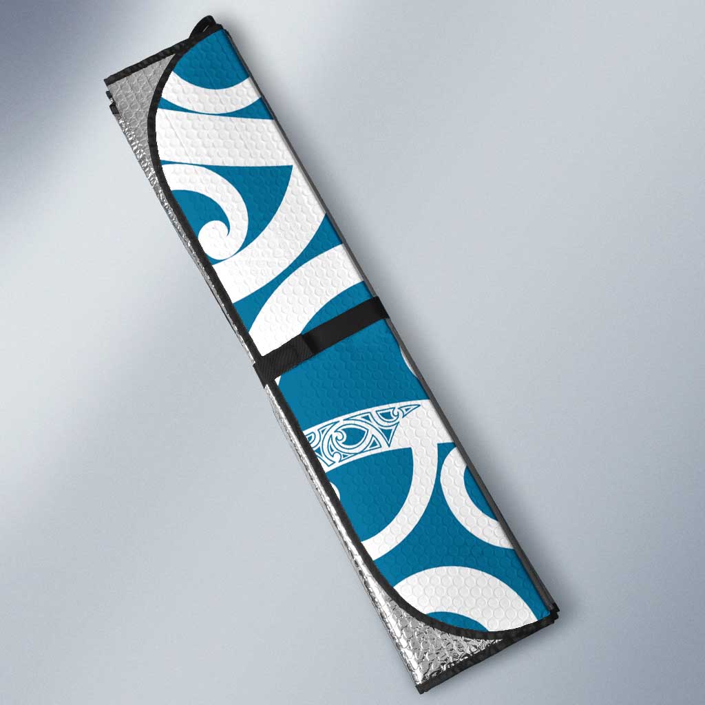 Azure Blue Maori Auto Sun Shade Koru Kowhaiwhai - Polynesian Pride