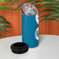 Azure Blue Maori 4 in 1 Can Cooler Tumbler Koru Kowhaiwhai - Polynesian Pride