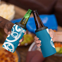 Azure Blue Maori 4 in 1 Can Cooler Tumbler Koru Kowhaiwhai - Polynesian Pride