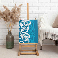 Azure Blue Maori Canvas Wall Art Koru Kowhaiwhai - Polynesian Pride