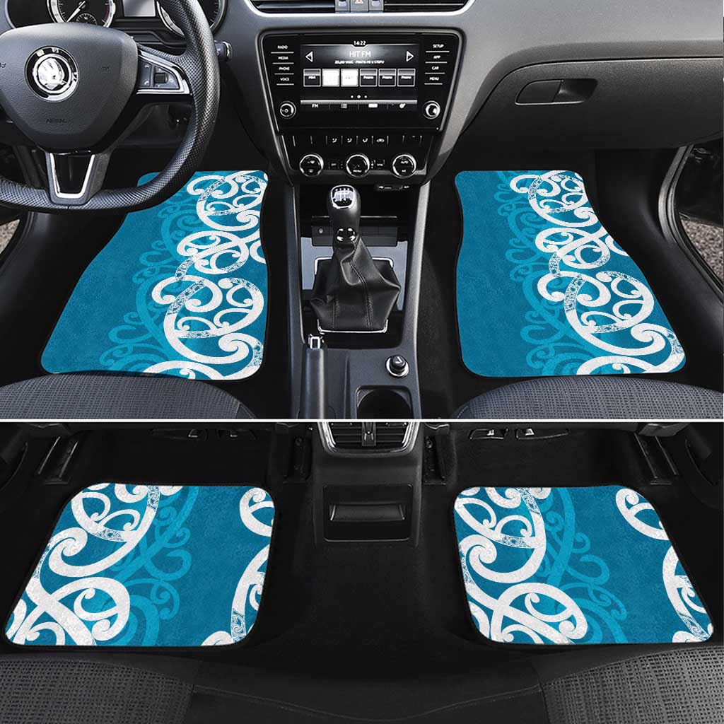 Azure Blue Maori Car Mats Koru Kowhaiwhai - Polynesian Pride