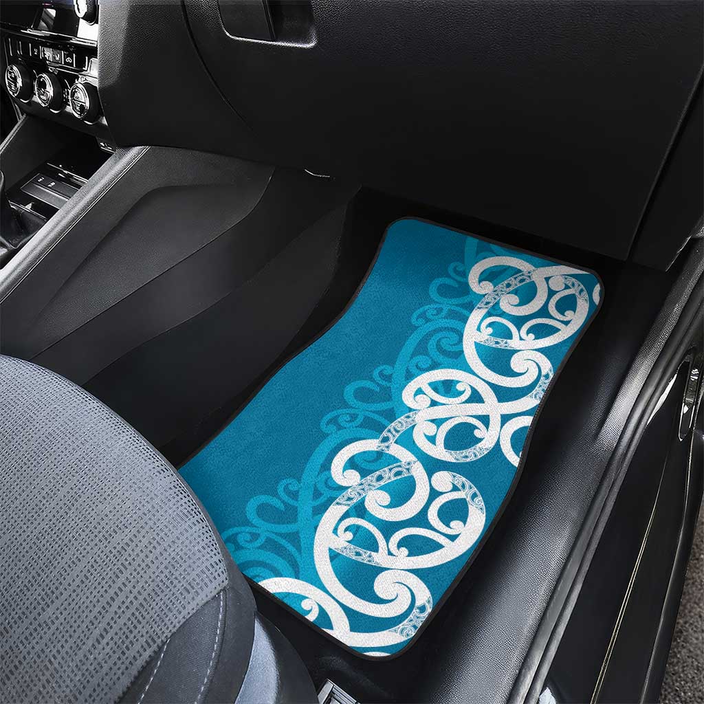 Azure Blue Maori Car Mats Koru Kowhaiwhai - Polynesian Pride