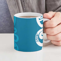 Azure Blue Maori Ceramic Mug Koru Kowhaiwhai - Polynesian Pride