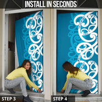 Azure Blue Maori Door Cover Koru Kowhaiwhai - Polynesian Pride