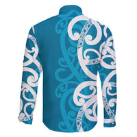 Azure Blue Maori Family Matching Mermaid Dress and Hawaiian Shirt Koru Kowhaiwhai LT7 - Polynesian Pride