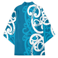 Azure Blue Maori Kimono Koru Kowhaiwhai - Polynesian Pride