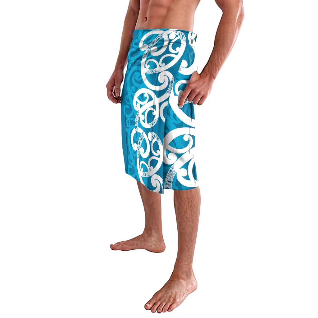 Azure Blue Maori Lavalava Koru Kowhaiwhai - Polynesian Pride