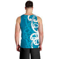 Azure Blue Maori Men Tank Top Koru Kowhaiwhai - Polynesian Pride