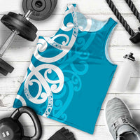 Azure Blue Maori Men Tank Top Koru Kowhaiwhai - Polynesian Pride