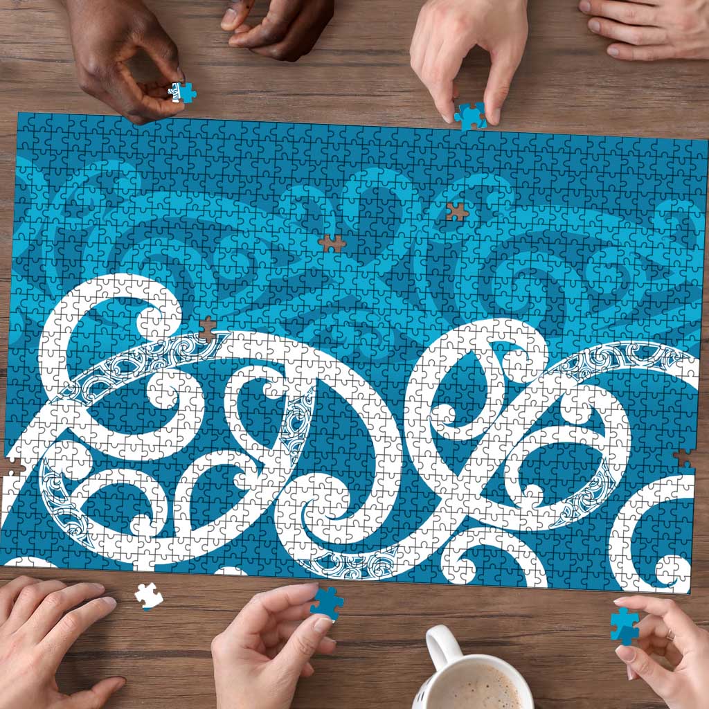 Azure Blue Maori Puzzle Koru Kowhaiwhai - Polynesian Pride
