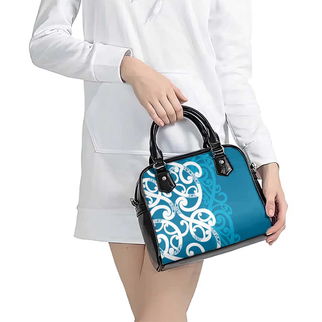 Azure Blue Maori Shoulder Handbag Koru Kowhaiwhai - Polynesian Pride