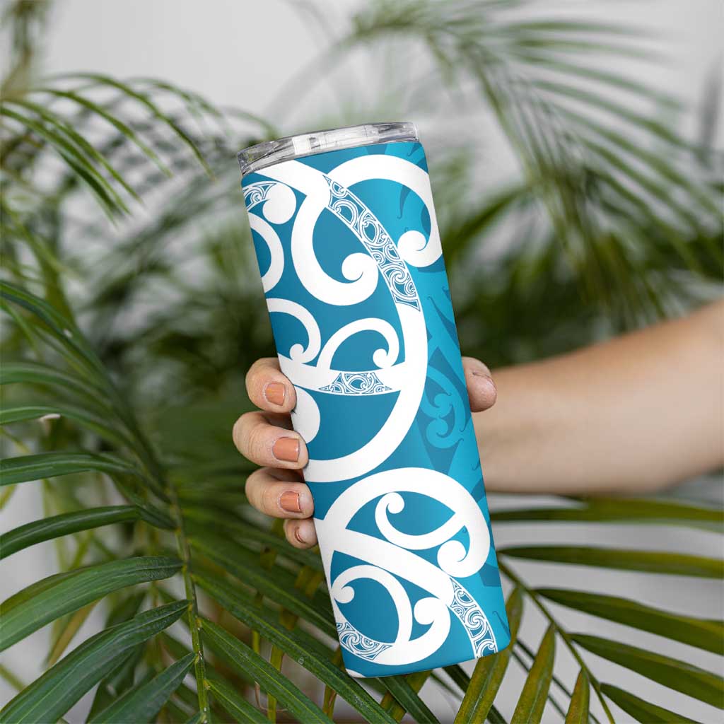 Azure Blue Maori Skinny Tumbler Koru Kowhaiwhai - Polynesian Pride
