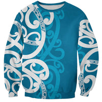 Azure Blue Maori Sweatshirt Koru Kowhaiwhai - Polynesian Pride