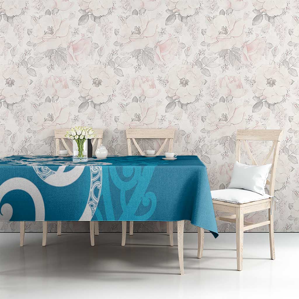 Azure Blue Maori Tablecloth Koru Kowhaiwhai - Polynesian Pride