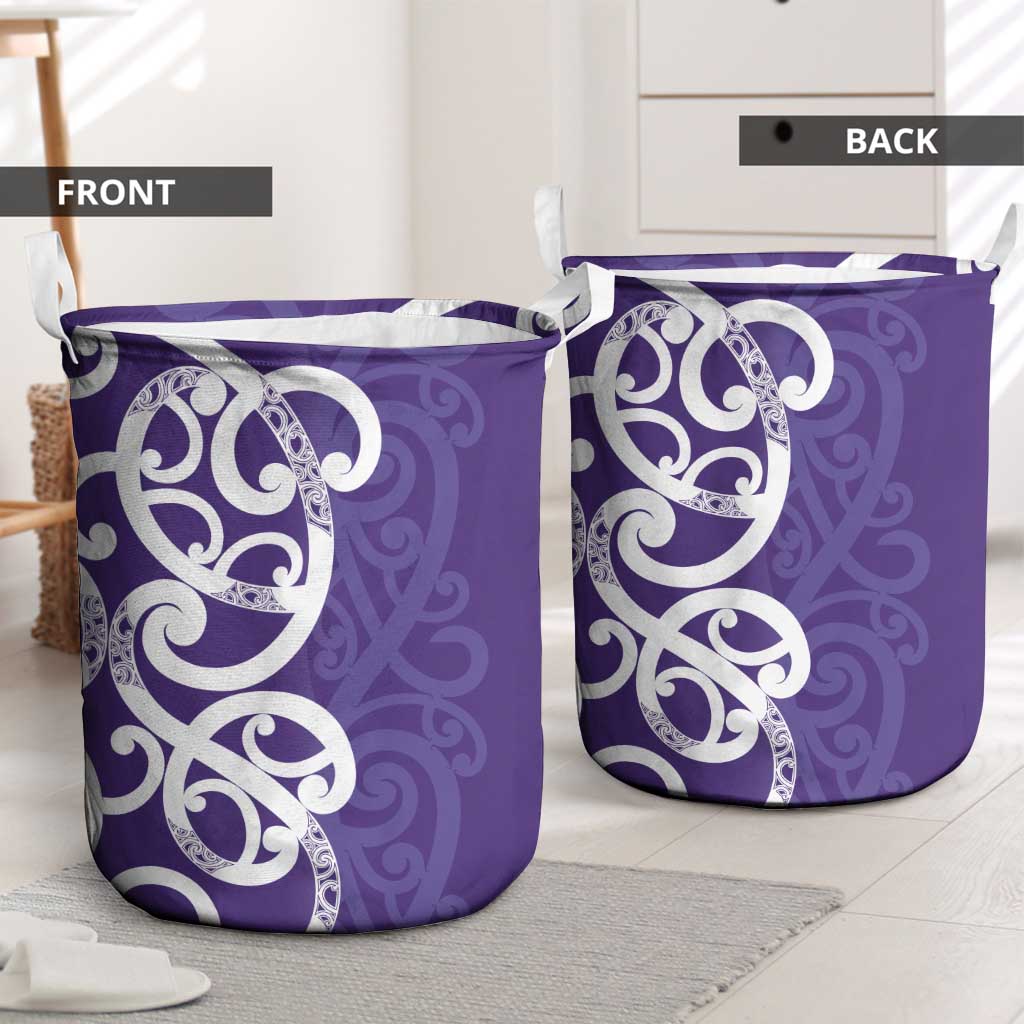Violet Green Maori Laundry Basket Koru Kowhaiwhai - Polynesian Pride