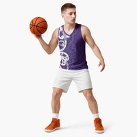 Violet Green Maori Basketball Jersey Koru Kowhaiwhai - Polynesian Pride