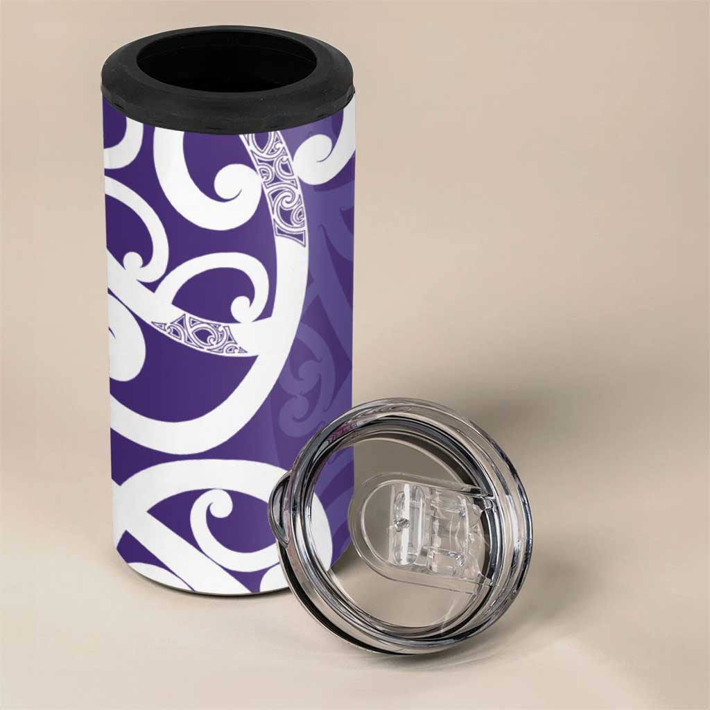 Violet Green Maori 4 in 1 Can Cooler Tumbler Koru Kowhaiwhai - Polynesian Pride