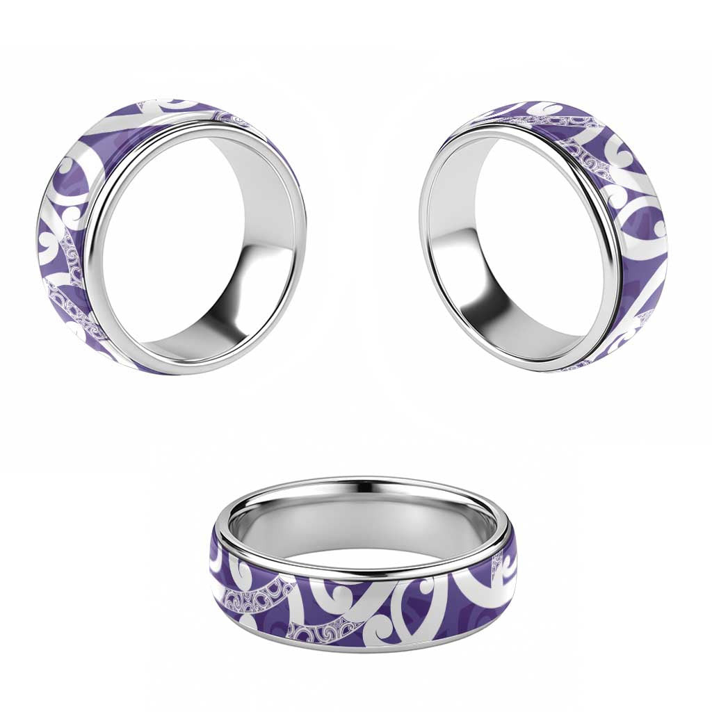 Violet Green Maori Classic Ring Koru Kowhaiwhai