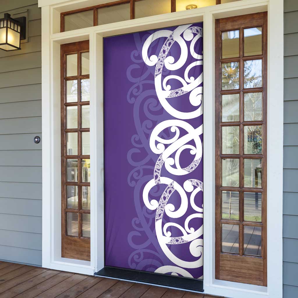 Violet Green Maori Door Cover Koru Kowhaiwhai - Polynesian Pride