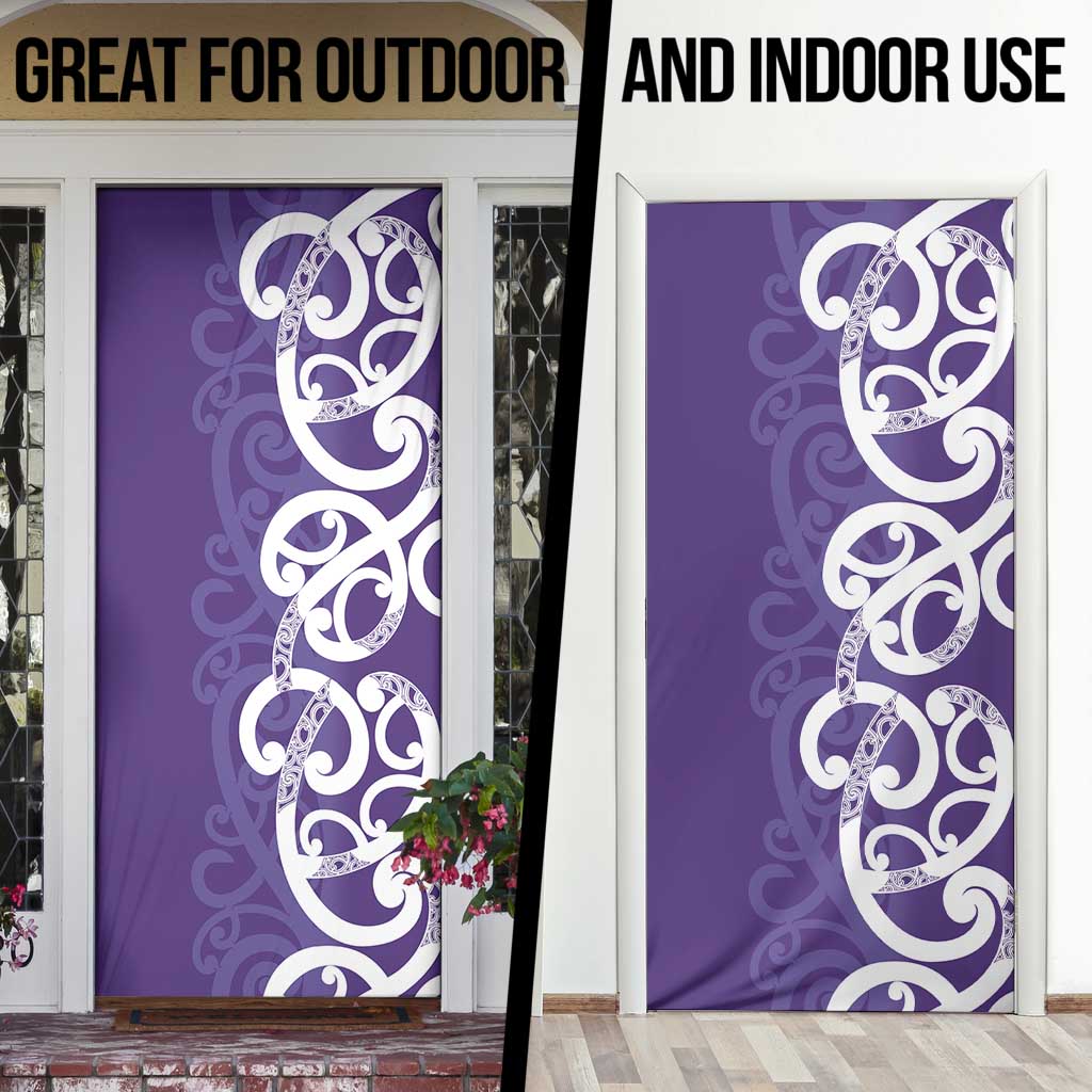 Violet Green Maori Door Cover Koru Kowhaiwhai - Polynesian Pride