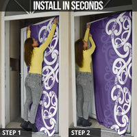 Violet Green Maori Door Cover Koru Kowhaiwhai - Polynesian Pride
