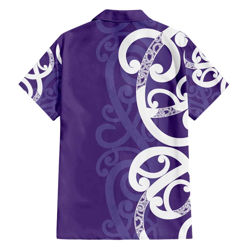 Violet Green Maori Family Matching Off Shoulder Short Dress and Hawaiian Shirt Koru Kowhaiwhai LT7 - Polynesian Pride