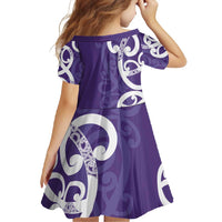 Violet Green Maori Family Matching Short Sleeve Bodycon Dress and Hawaiian Shirt Koru Kowhaiwhai LT7 - Polynesian Pride