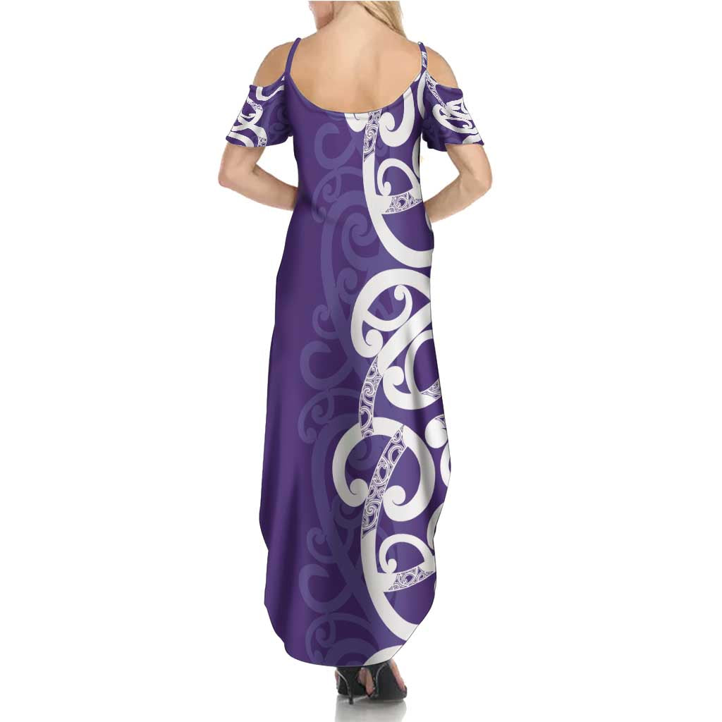 Violet Green Maori Family Matching Summer Maxi Dress and Hawaiian Shirt Koru Kowhaiwhai LT7 - Polynesian Pride