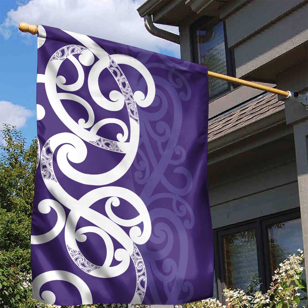 Violet Green Maori Garden Flag Koru Kowhaiwhai - Polynesian Pride