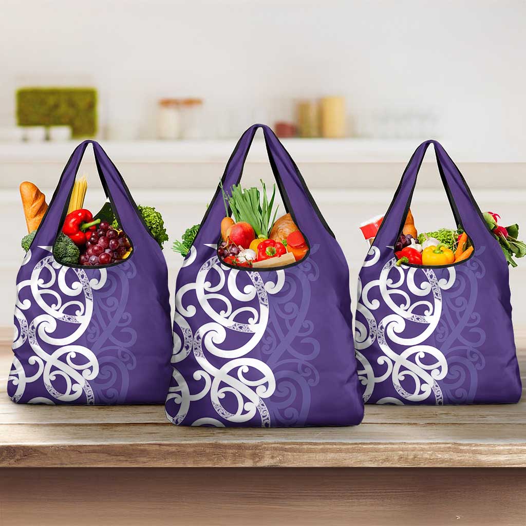 Violet Green Maori Grocery Bag Koru Kowhaiwhai - Polynesian Pride