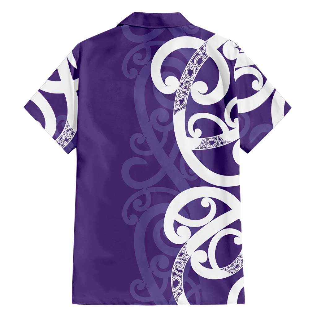 Violet Green Maori Hawaiian Shirt Koru Kowhaiwhai - Polynesian Pride