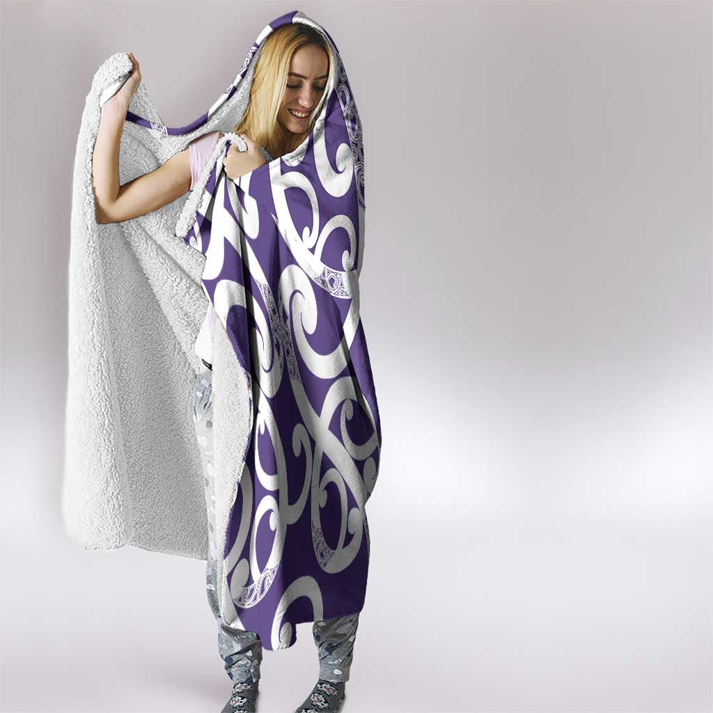 Violet Green Maori Hooded Blanket Koru Kowhaiwhai - Polynesian Pride