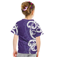 Violet Green Maori Kid T Shirt Koru Kowhaiwhai - Polynesian Pride