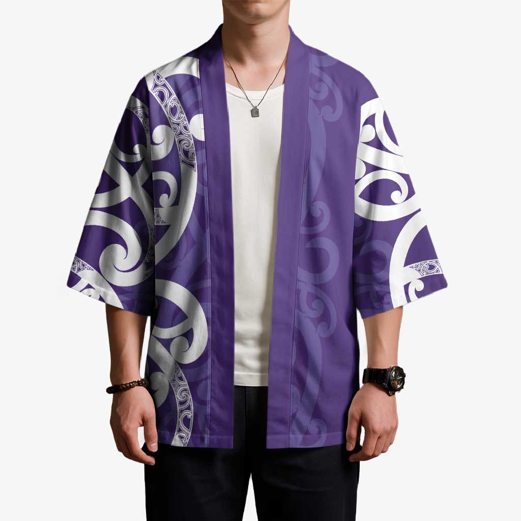 Violet Green Maori Kimono Koru Kowhaiwhai - Polynesian Pride