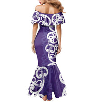 Violet Green Maori Mermaid Dress Koru Kowhaiwhai - Polynesian Pride