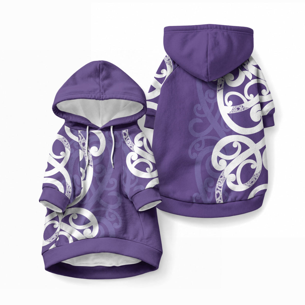 Violet Green Maori Pet Hoodie Koru Kowhaiwhai LT7 Pullover Violet - Polynesian Pride
