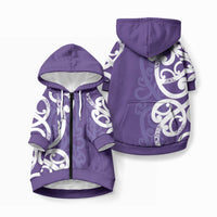 Violet Green Maori Pet Hoodie Koru Kowhaiwhai LT7 Zip-up Violet - Polynesian Pride