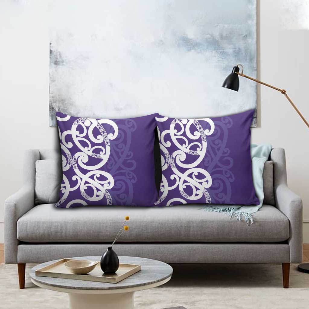 Violet Green Maori Pillow Cover Koru Kowhaiwhai - Polynesian Pride