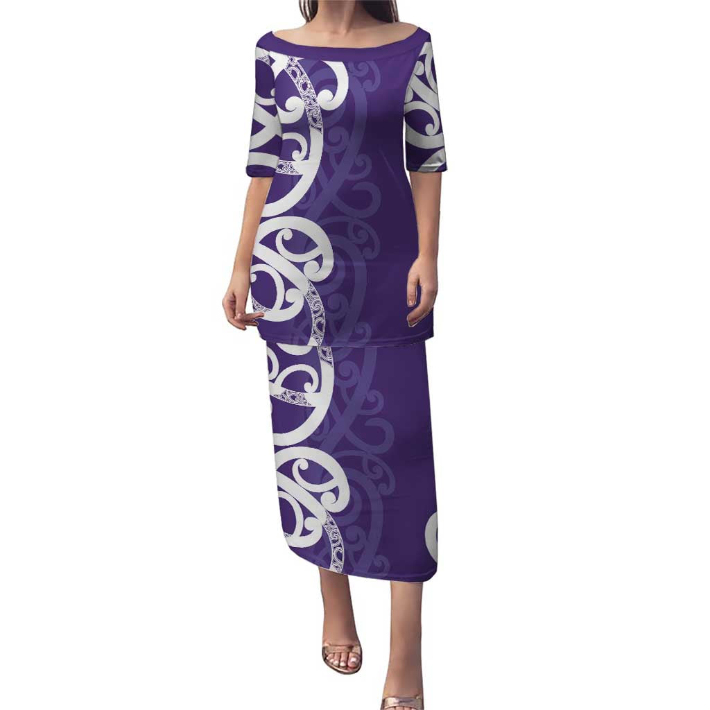 Violet Green Maori Puletasi Koru Kowhaiwhai - Polynesian Pride